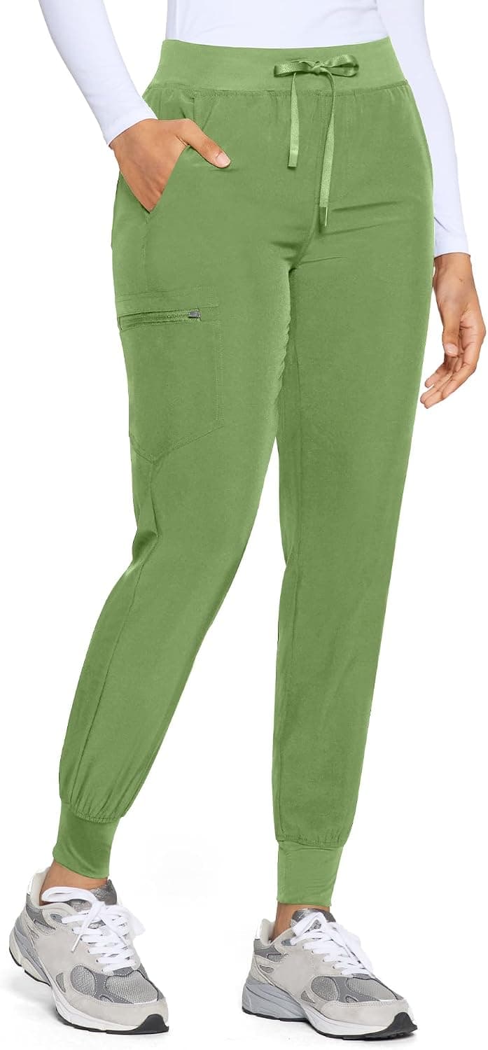 COZYFIT Womens Scrub Pants - Soft Stretch Yoga Style with 5 Pockets, Slim Fit Jogger Scrubs Pants for Women