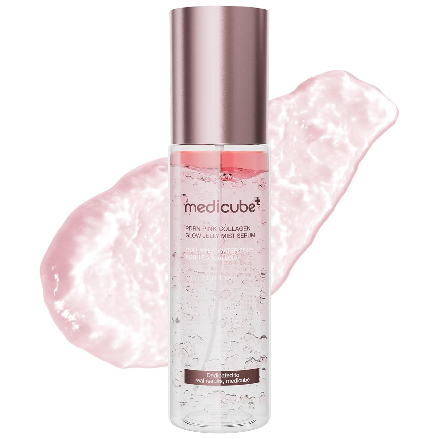medicube Jelly Mist Serum with Pink PDRN Collagen | Dual-Texture Glow Spray with Niacinamide, Glutathione, Ceramide, Hyaluronic Acid | for Hydration, Radiance, Plump-Looking Skin | 3.38 fl.oz