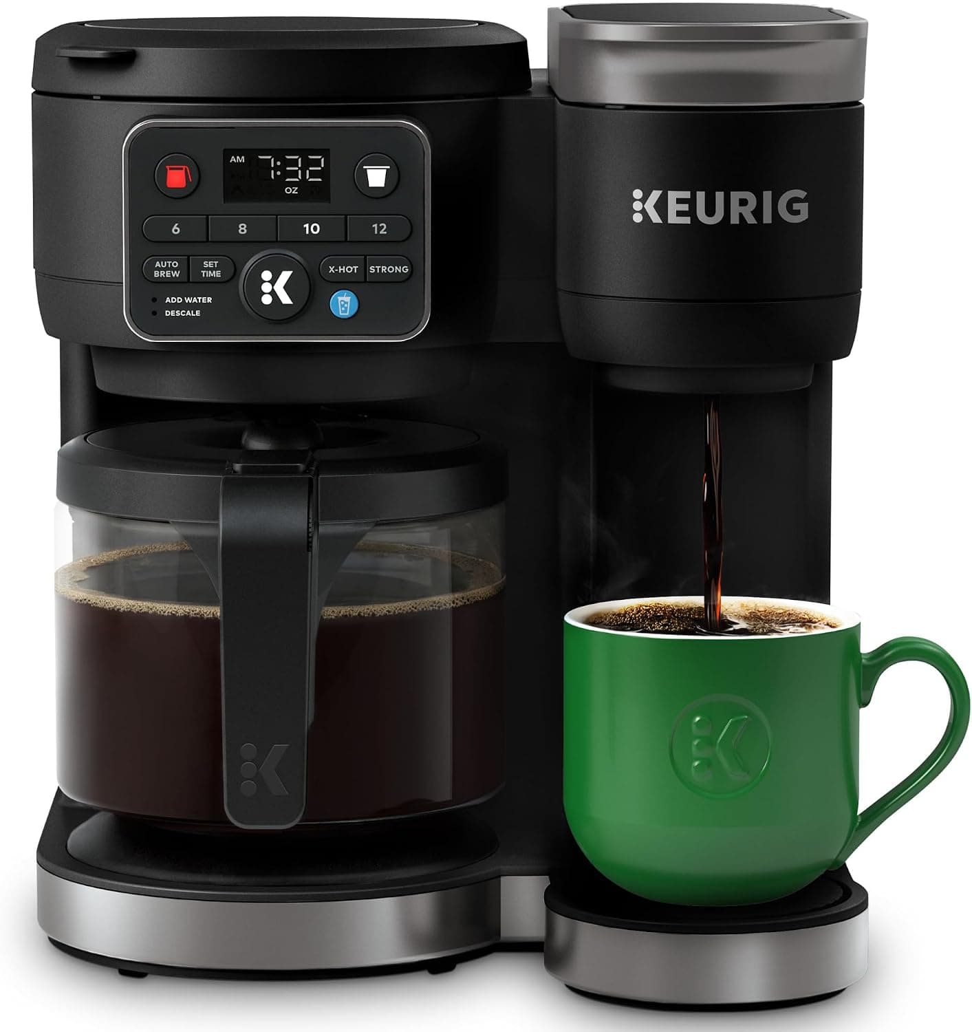 Keurig K-Duo Hot & Iced Single Serve & Carafe Coffee Maker, MultiStream Technology, 72oz Reservoir (Gen 2) | Multistream Tech, Brews K-Cup Pods and Grounds, Brew-over-Ice, Strong and Extra Hot, 6-12 O