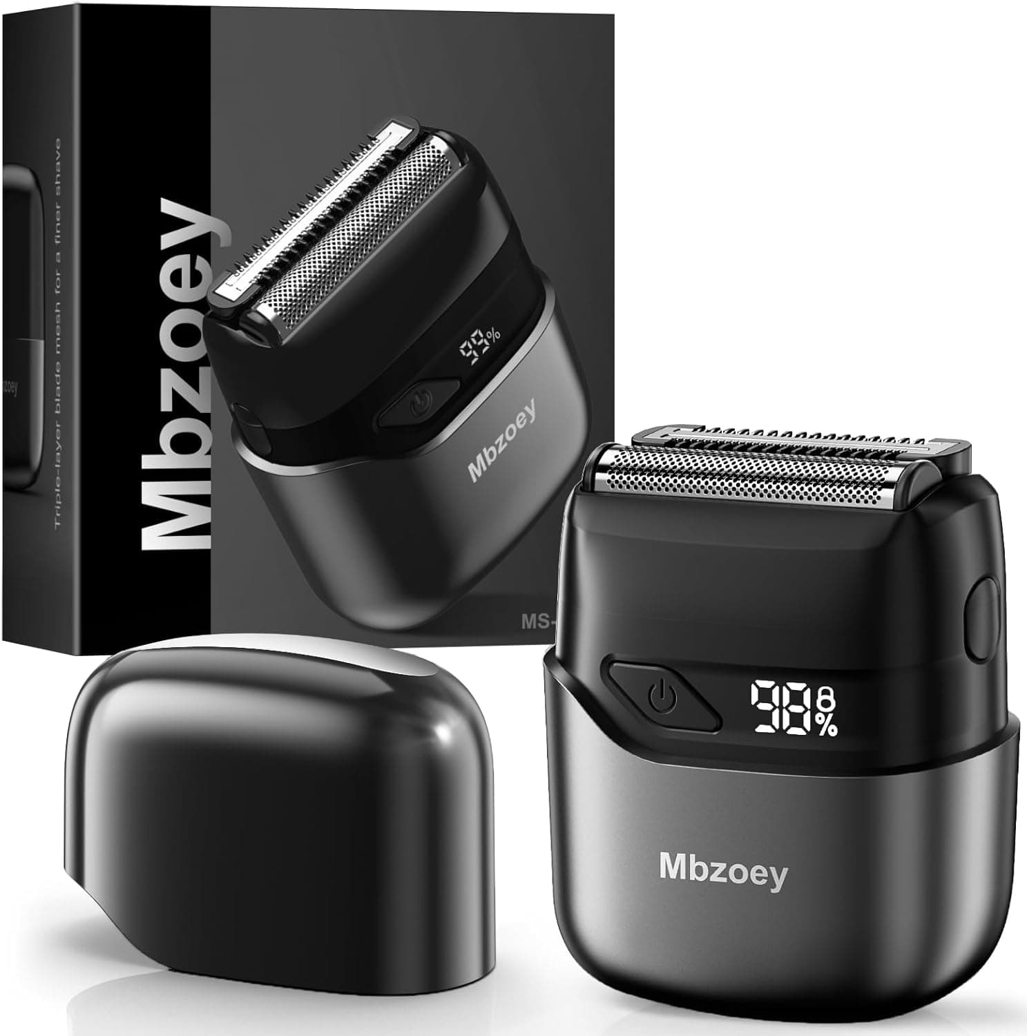 Mbzoey Electric Foil Shavers for Men: Mini Electric Razor for Face - IPX7 Waterproof Cordless Razor with LED Display & Fast Charge - Micro-Comb Technology & Precision Blades，Father's Day Gifts