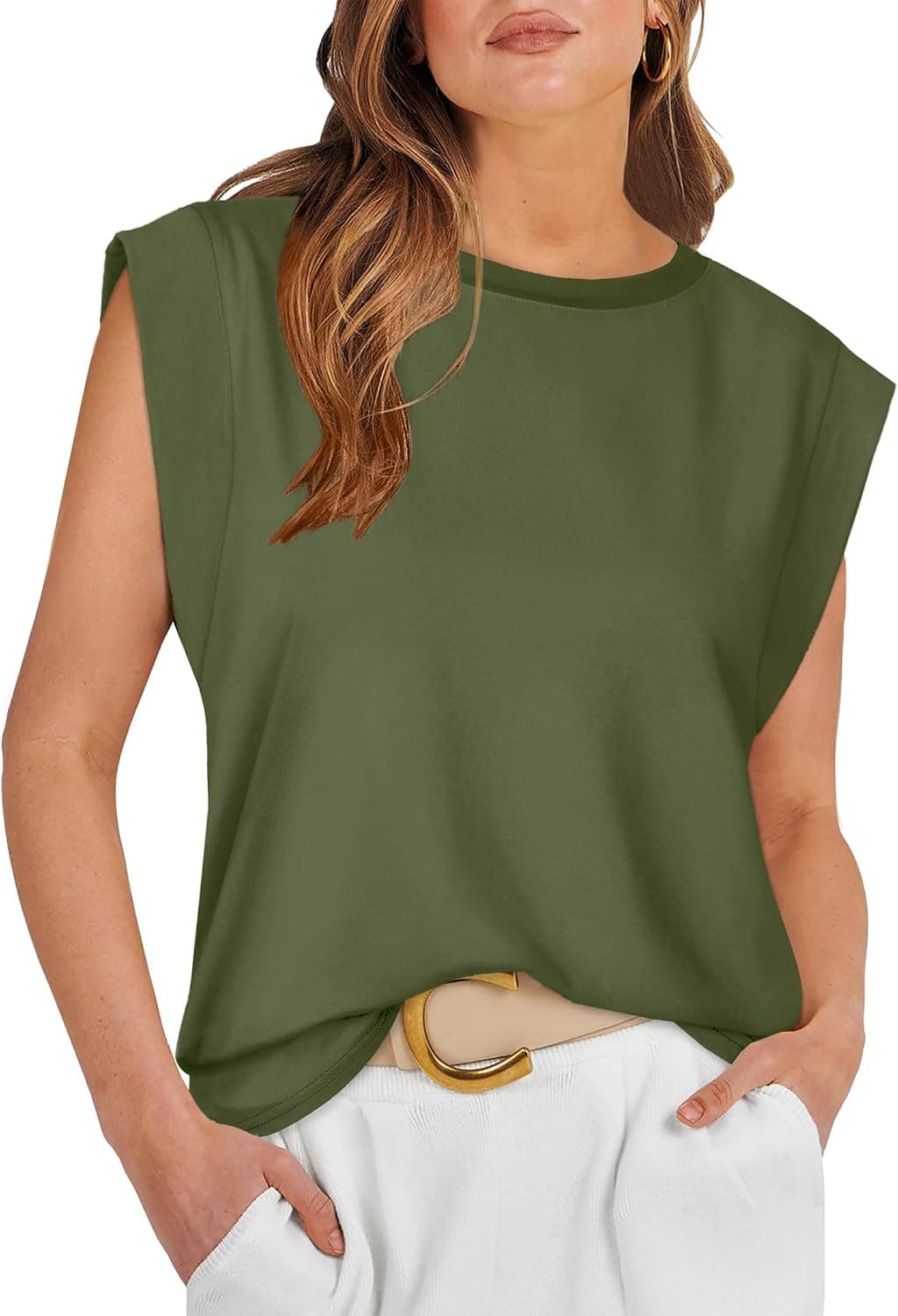 WIHOLL Cap Sleeve Tops for Women Summer Top Basic Tee Shirts Business Casual Tank Loose Fit 2026 Fashion