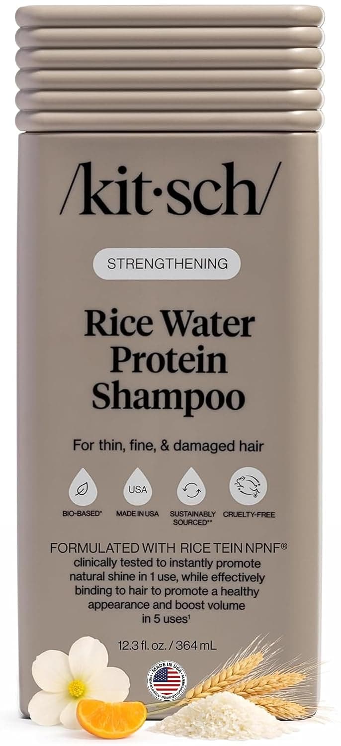 Kitsch Strengthening Rice Water Protein Shampoo for Women & Men – Hair Growth Shampoo & Volumizing Hair Care for Thin, Fine & Damaged Hair – Paraben, Phthalates & Silicone Free – Made in USA – 12.3 oz