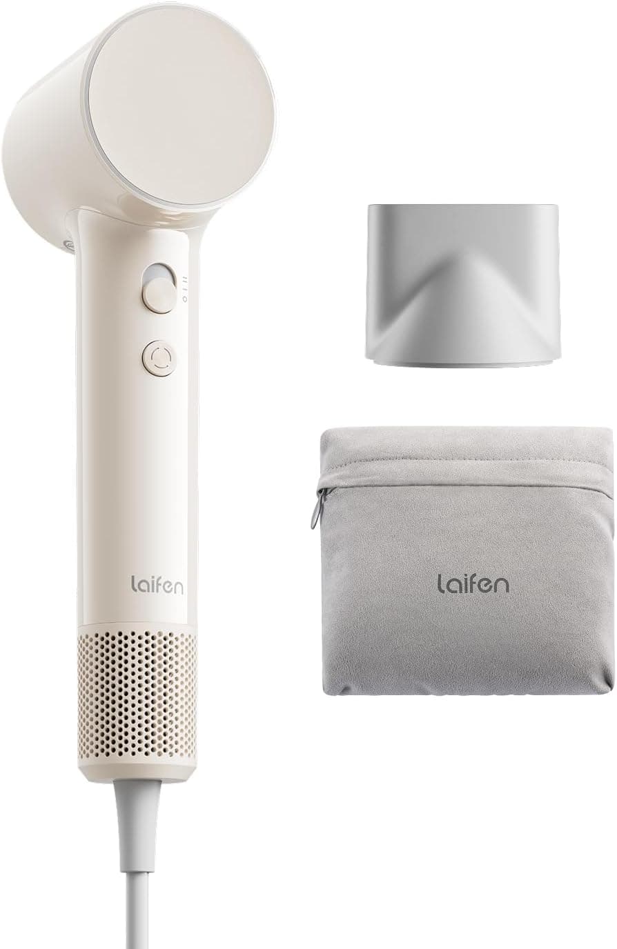 Laifen Air Hair Dryer, 15× High-Speed Drying with 110, 000 RPM Powerful Motor, Blow Dryer with Diffuser, Diffuser Hair Dryers, Hair Accessories, Mini Travel & Ionic Hairdryer for Women, Milktea