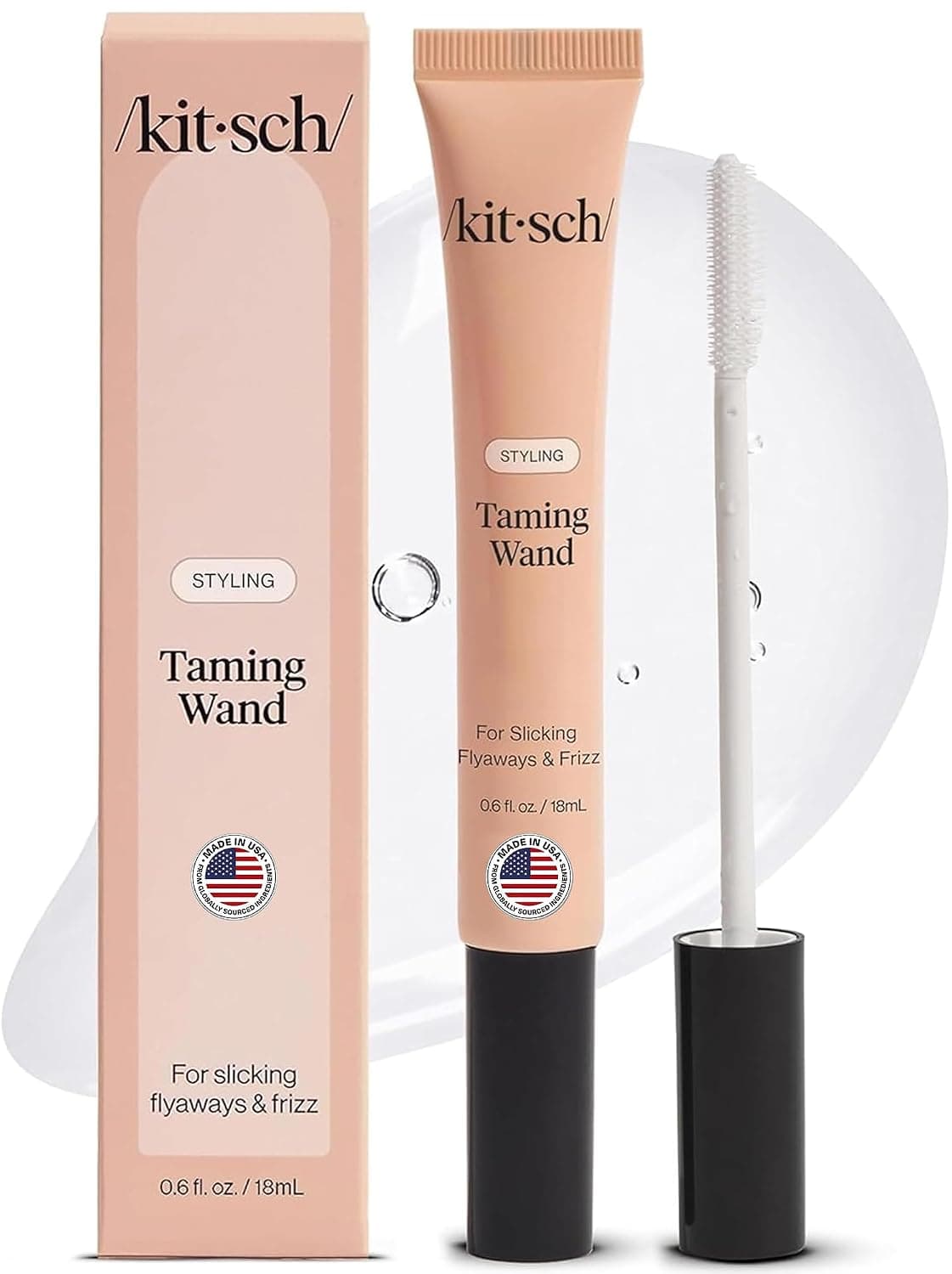 Kitsch Hair Taming Wand - Fly Away Stick For Hair with Biotin, Aloe & Vitamin E | Clear Hair Mascara for Flyaways, Slick Back Style | Travel Size - 18mL