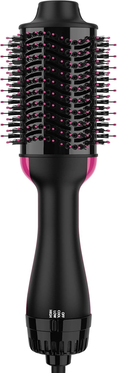 Hair Dryer Brush Blow Dryer Brush in One, Upgraded 4 in 1 Hair Dryer and Styler Volumizer with Negative Ion Anti-frizz Ceramic Titanium Barrel Hot Air Hair Straightener Brush